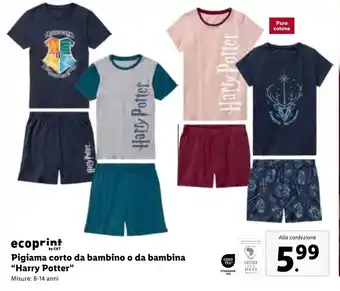 ecoprint by CHT Pigiama corto da bambino o da bambina "Harry Potter" Misure: 8-14 anni