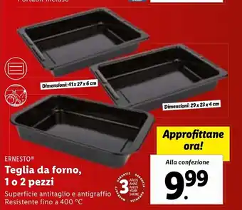 Lidl ERNESTOⓇ Teglia da forno, 1 o 2 pezzi Superficie antitaglio e antigraffio Resistente fino a 400 °C offerta
