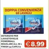 Mercatò Finish detersivo per lavastoviglie powerball regolare all in 1 offerta