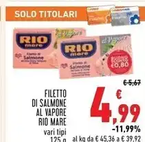 Conad Rio mare filetto di salmone al vapore offerta