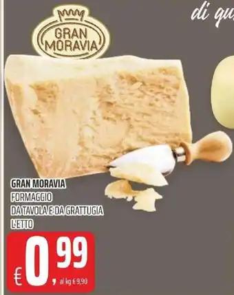 Coop GRAN MORAVIA FORMAGGIO DA TAVOLA E DA GRATTUGIA L'ETTO offerta