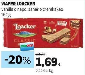 Coop WAFER LOACKER vanilla o napolitaner o cremkakao 182 g offerta