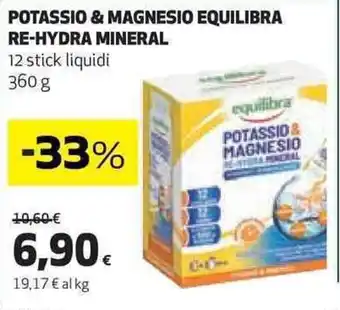POTASSIO & MAGNESIO EQUILIBRA RE-HYDRA MINERAL 12 stick liquidi 360 g