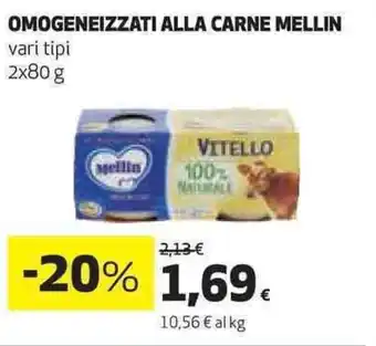 Coop OMOGENEIZZATI ALLA CARNE MELLIN vari tipi 2x80 g offerta