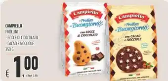 Coop CAMPIELLO FROLLINI - GOCCE DI CIOCCOLATO - CACAO E NOCCIOLE 350 G offerta