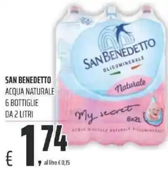 Coop SAN BENEDETTO ACQUA NATURALE 6 BOTTIGLIE DA 2 LITRI offerta