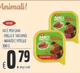 Coop coop PATÈ PER CANI - POLLO E TACCHINO - MANZO E VITELLO 300 G offerta