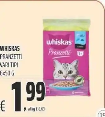 Coop WHISKAS PRANZETTI VARI TIPI 6X50 G offerta