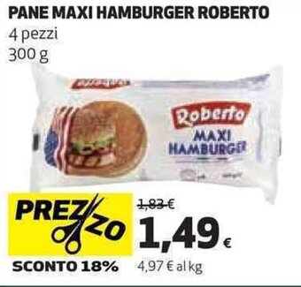 Coop PANE MAXI HAMBURGER ROBERTO 4 pezzi 300 g offerta
