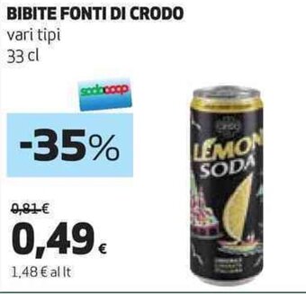 Coop BIBITE FONTI DI CRODO vari tipi 33 cl offerta