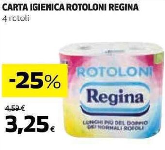Coop CARTA IGIENICA ROTOLONI REGINA 4 rotoli offerta