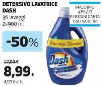 Coop DETERSIVO LAVATRICE DASH 36 lavaggi 2x900 ml offerta