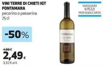 Coop VINI TERRE DI CHIETI IGT FONTAMARA pecorino o passerina 75 cl offerta