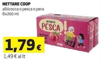Coop NETTARE COOP albicocca o pesca o pera 6x200 ml offerta