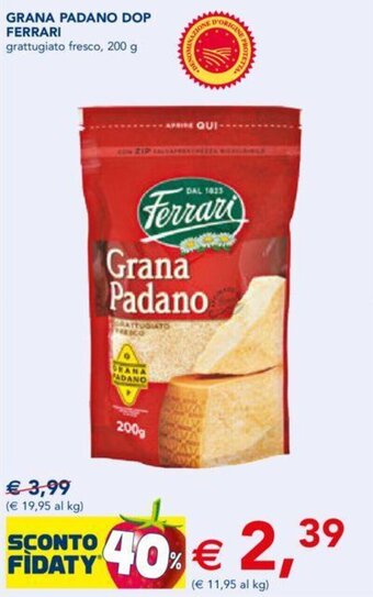 Esselunga GRANA PADANO DOP FERRARI grattugiato fresco, 200 g offerta