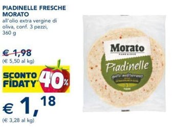 Esselunga PIADINELLE FRESCHE MORATO all'olio extra vergine di oliva, conf. 3 pezzi, 360 g offerta