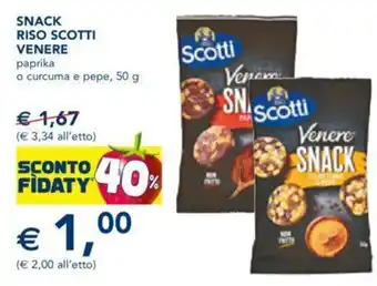 Esselunga SNACK RISO SCOTTI VENERE paprika o curcuma e pepe, 50 g offerta