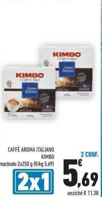 Conad CAFFÈ AROMA ITALIANO KIMBO macinato 2x250 g offerta
