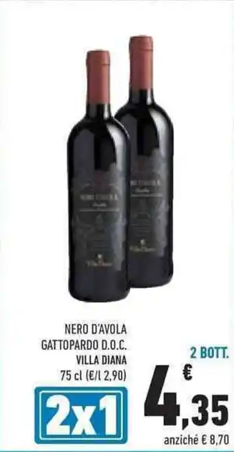Conad NERO D'AVOLA GATTOPARDO D.O.C. VILLA DIANA 2 BOTT. 75 cl offerta