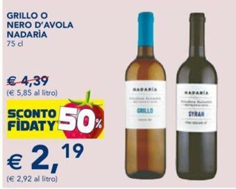 Esselunga GRILLO O NERO D'AVOLA NADARÌA 75 cl offerta