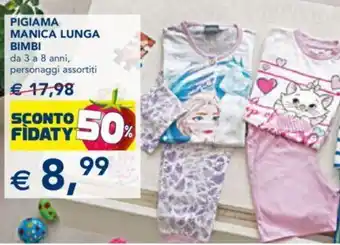 Esselunga PIGIAMA MANICA LUNGA BIMBI da 3 a 8 anni offerta