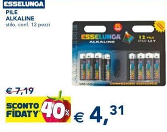 Esselunga PILE ALKALINE stilo, conf. 12 pezzi offerta