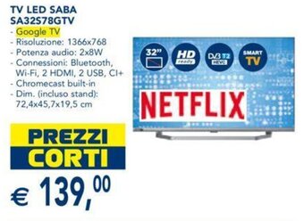 Esselunga TV LED SABA SA32S78GTV offerta