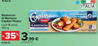 Carrefour Bastoncini di Merluzzo Capitan Findus conf 18 pezzi 450 g offerta