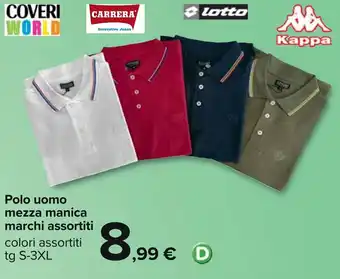 Carrefour Polo uomo mezza manica marchi assortiti tg S-3XL offerta