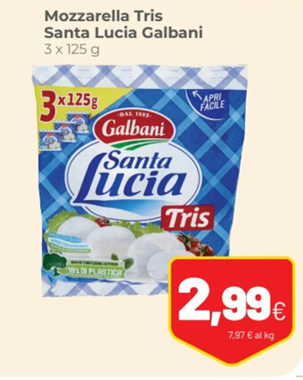 Coop Mozzarella Tris Santa Lucia Galbani 3 x 125 g offerta