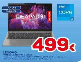 Euronics LENOVO NOTEBOOK IdeaPad 3 15ITL6 offerta