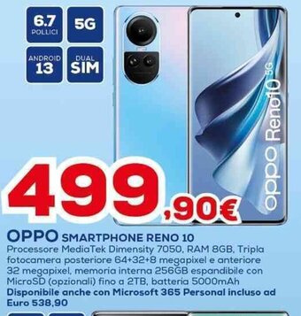 Euronics OPPO SMARTPHONE RENO 10 offerta