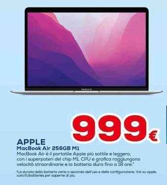 Euronics APPLE MacBook Air 256GB M1 offerta