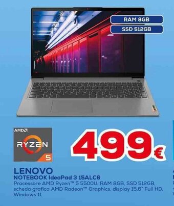 Euronics LENOVO NOTEBOOK IdeaPad 3 15ALC6 offerta