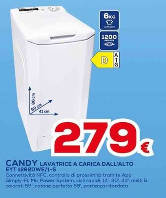 Euronics CANDY LAVATRICE A CARICA DALL'ALTO EYT 1262DWE/1-S offerta
