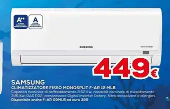 Euronics SAMSUNG CLIMATIZZATORE FISSO MONOSPLIT F-AR 12 MLB offerta