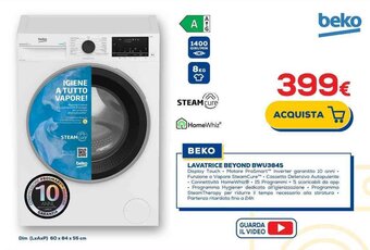 Euronics BEKO LAVATRICE BEYOND BWU384S offerta