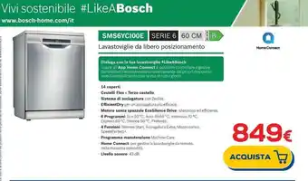 Euronics BOSCH Lavastoviglie da libero posizionamento SMS6YC100E offerta