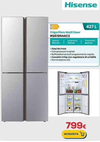 Euronics Hisense Frigorifero Multi Door RQ515N4AC2 offerta