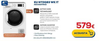 Euronics Hotpoint EU NTDG83 WK IT ASCIUGATRICE offerta