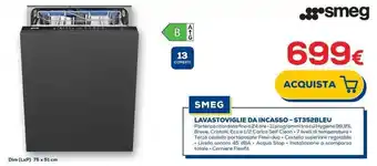 Euronics SMEG LAVASTOVIGLIE DA INCASSO-ST352BLEU offerta