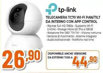 Expert tp-link TELECAMERA TC70 WI-FI PAN/TILT DA INTERNO CON APP CONTROL offerta