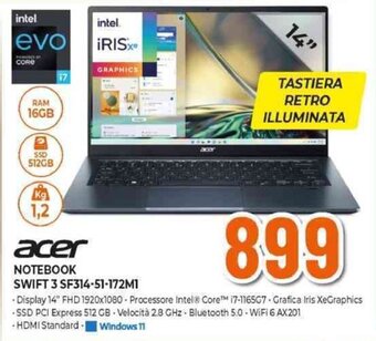 Expert acer NOTEBOOK SWIFT 3 SF314-51-172M1 offerta