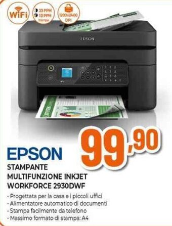 Expert EPSON STAMPANTE MULTIFUNZIONE INKJET WORKFORCE 2930DWF offerta