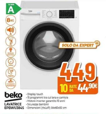Expert beko LAVATRICE EPBWU384S offerta