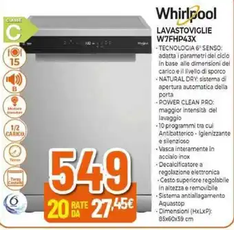 Expert Whirlpool LAVASTOVIGLIE W7FHP43X offerta