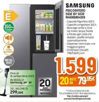 Expert SAMSUNG FRIGORIFERO SIDE BY SIDE RH69B894159 offerta