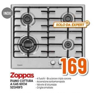 Expert Zoppas PIANO COTTURA A GAS 60CM SZGH5F3 offerta