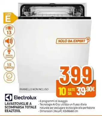 Expert Electrolux LAVASTOVIGLIE A SCOMPARSA TOTALE EEA27210L offerta
