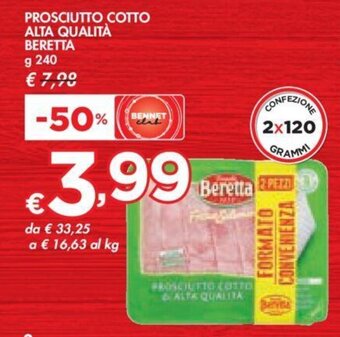 Bennet PROSCIUTTO COTTO ALTA QUALITÀ BERETTA g 240 offerta